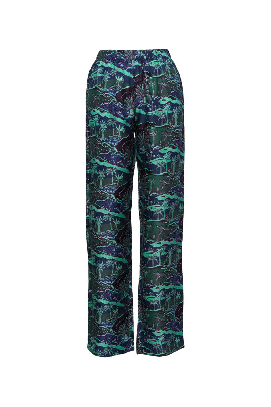 Oasis Navy Blue Silk Pajama Pants - 1