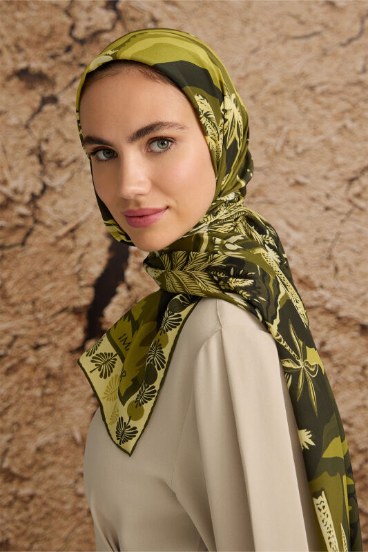 Oasis Silk Shawl Khaki - 3