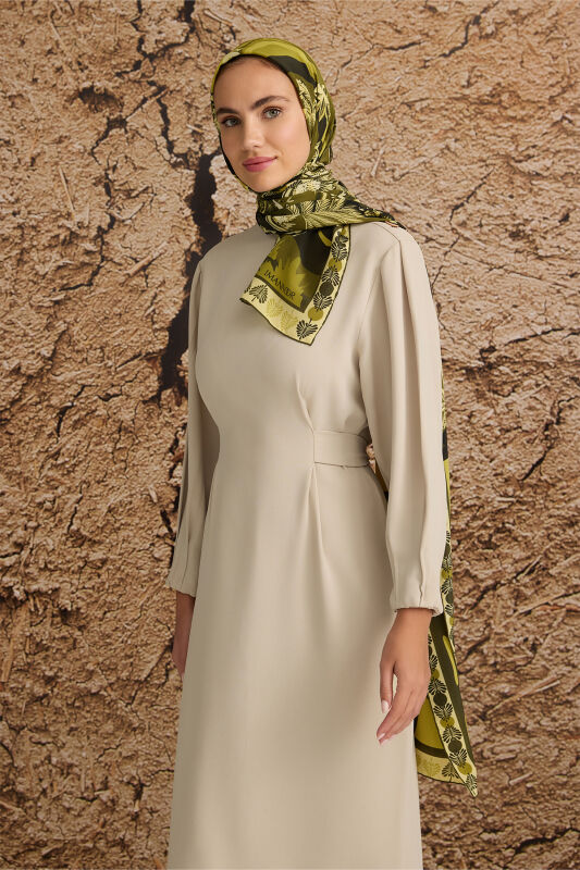 Oasis Silk Shawl Khaki - 5