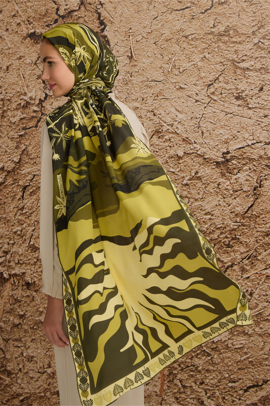 Oasis Silk Shawl Khaki - 1