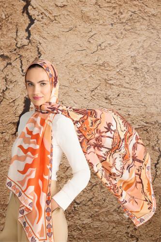 Oasis Silk Shawl Orange - 6