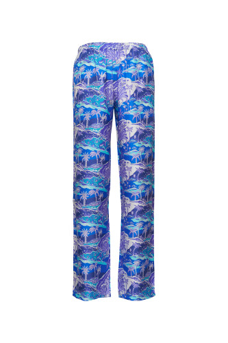 Oasis Turquoise Silk Pajama Pants - 1