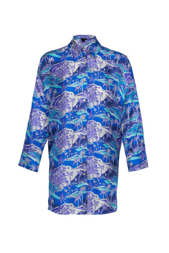 Oasis Turquoise Silk Shirt Pajamas 