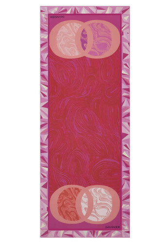 OO Desenli Pembe İpek Şal 80x200 