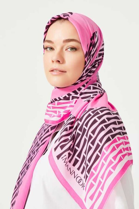 OO Logo Silk Shawl Pink - 6