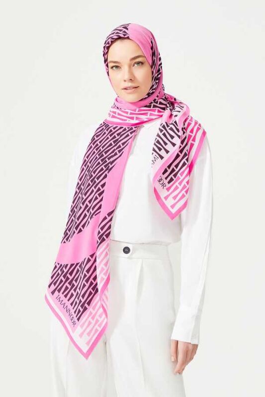 OO Logo Silk Shawl Pink - 2