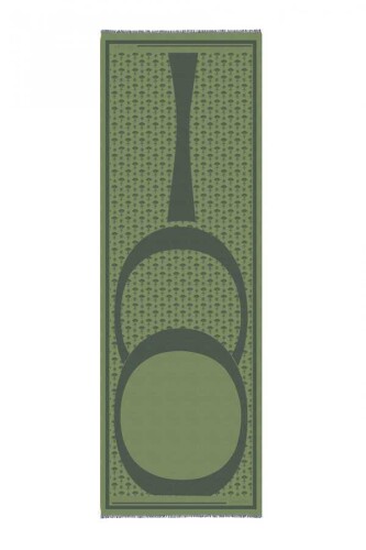 OO Monogram Yeşil/Haki İpek Şal 70x200 - 1