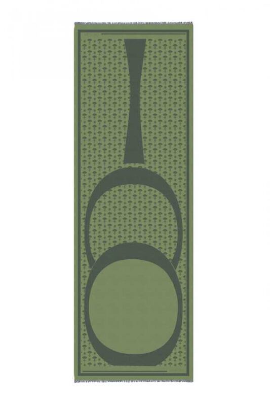 OO Monogram Yeşil/Haki İpek Şal 70x200 - 1