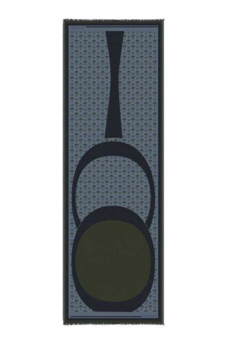 OO Monogram Yeşil/Siyah İpek Şal 68x200 