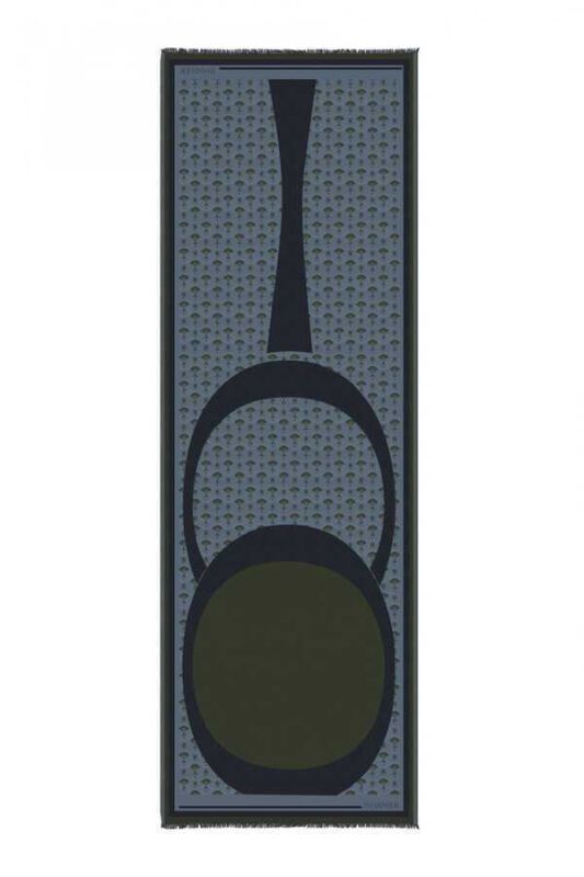 OO Monogram Yeşil/Siyah İpek Şal 68x200 - 1