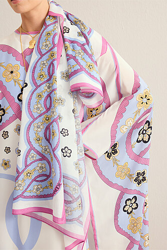 Örgü Menekşe Floş Pamuk Şal 70x210 - 6