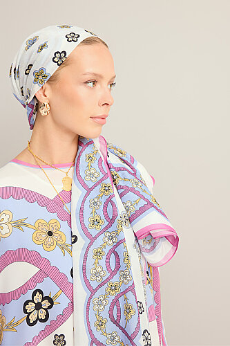 Örgü Menekşe Floş Pamuk Şal 70x210 - 5