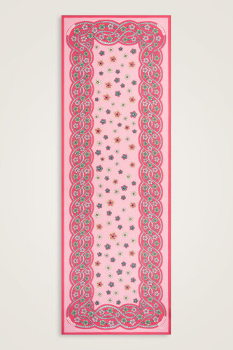 Örgü Pembe Floş Pamuk Şal 70x210 