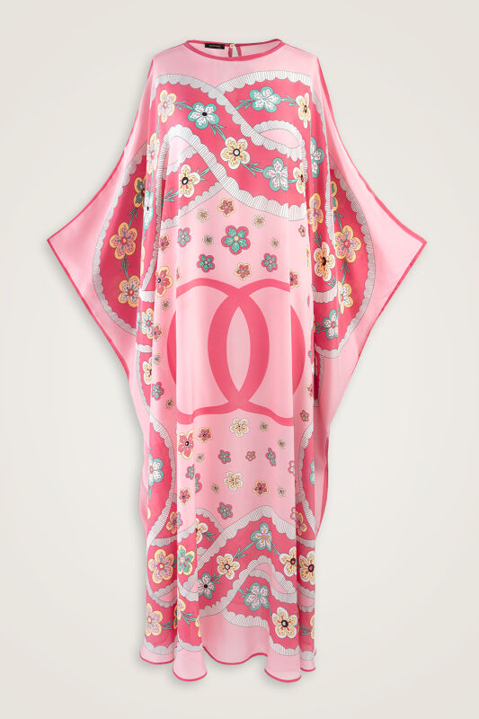 Örgü Pembe Krep İpek Kaftan - 2