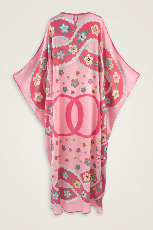 Örgü Pembe Krep İpek Kaftan - 4