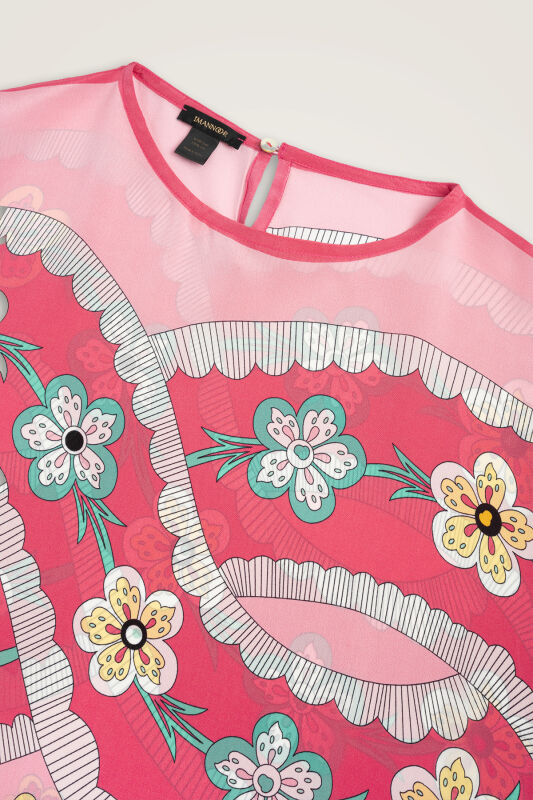 Örgü Pembe Krep İpek Kaftan - 6