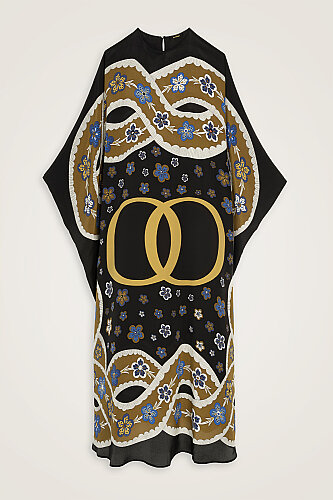 Örgü Siyah Krep İpek Kaftan - Imannoor (2)