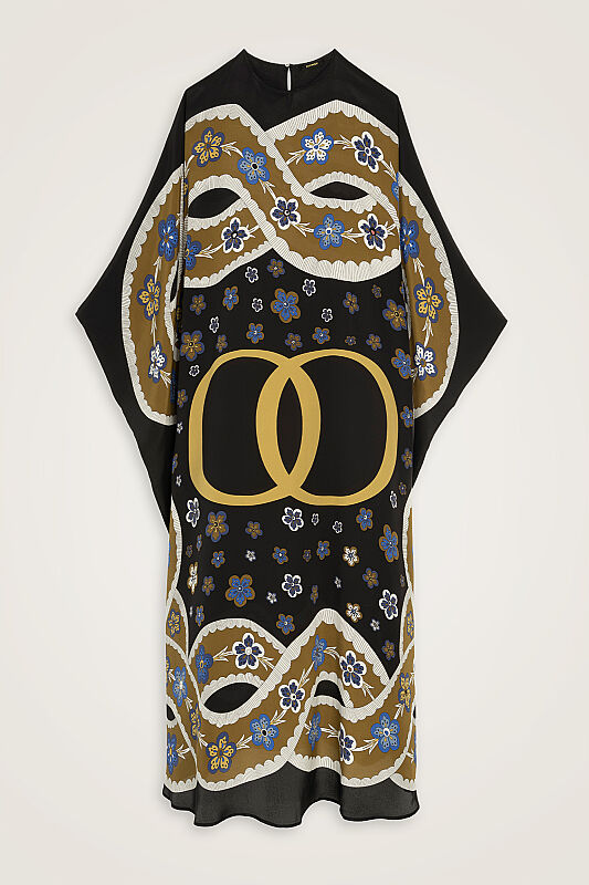 Örgü Siyah Krep İpek Kaftan - 2