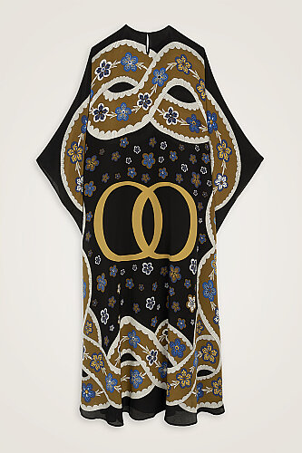 Örgü Siyah Krep İpek Kaftan - 6