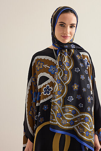 Örgü Siyah Krep İpek Kaftan - 5