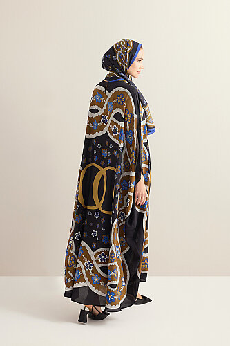 Örgü Siyah Krep İpek Kaftan - 7