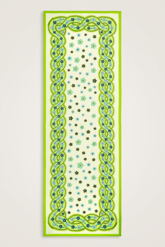 Örgü Yeşil Floş Pamuk Şal 70x210 - 1