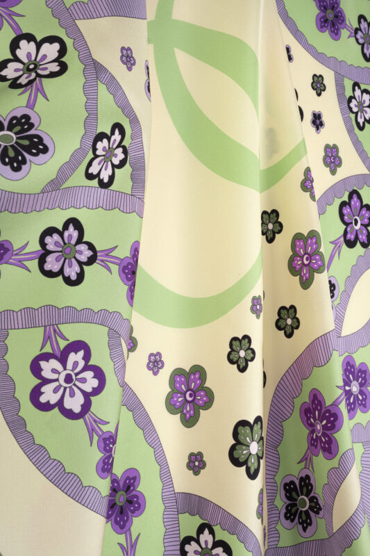 Örgü Yeşil-Lila Tivil İpek Eşarp 90x90 - 4