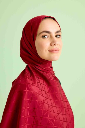 Oriental Cage Silk Shawl Burgundy - 1