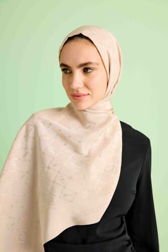 Oriental Cage Silk Shawl Cream 