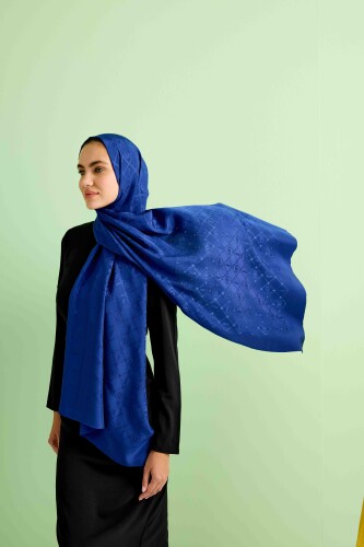 Oriental Cage Silk Shawl Navy 