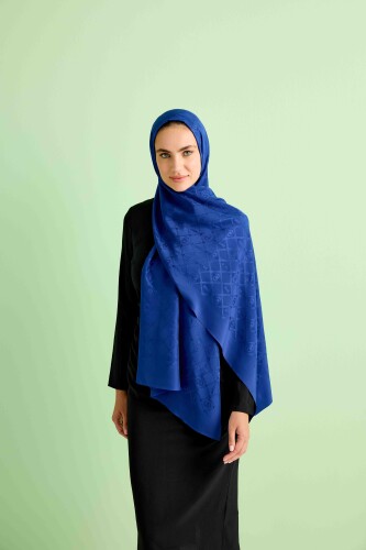 Oriental Cage Silk Shawl Navy - 2