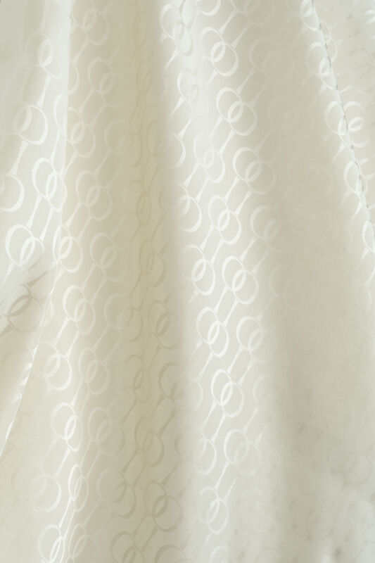 Oriental Chain Dark White Cotton Silk Shawl - 2