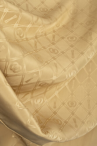 Oriental Chain Gold Jacquard Silk Shawl - 2