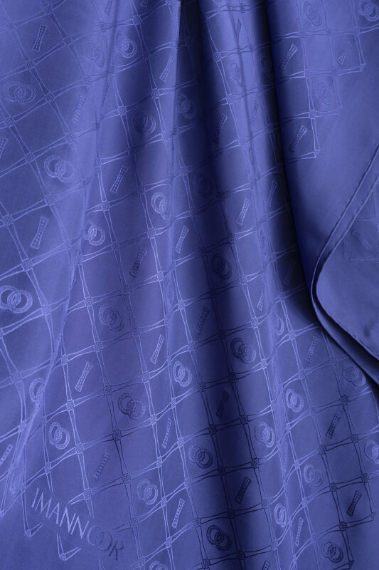 Oriental Chain Night Blue Jacquard Silk Shawl - 3