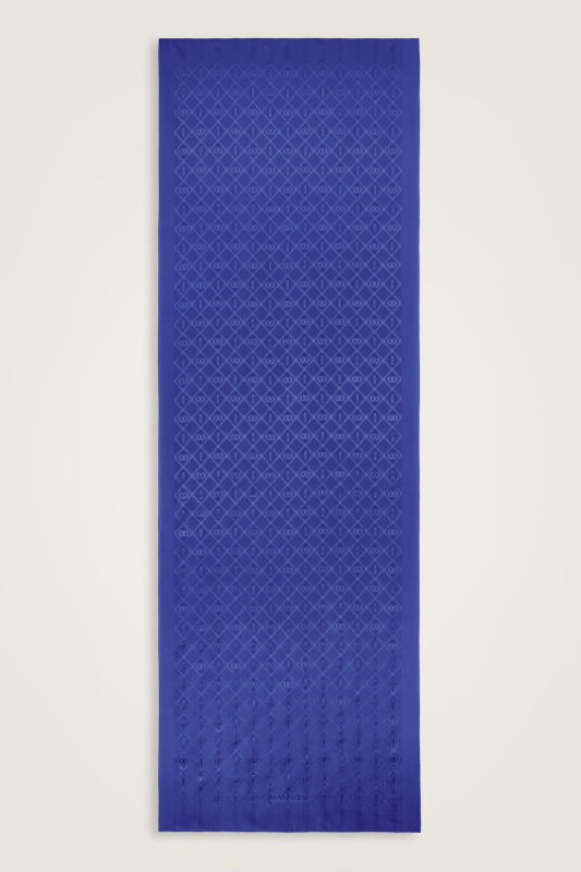 Oriental Chain Night Blue Jacquard Silk Shawl - 2