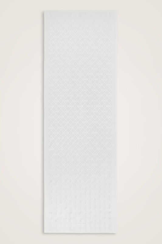 Oriental Chain Off-White Jacquard Silk Shawl - 1