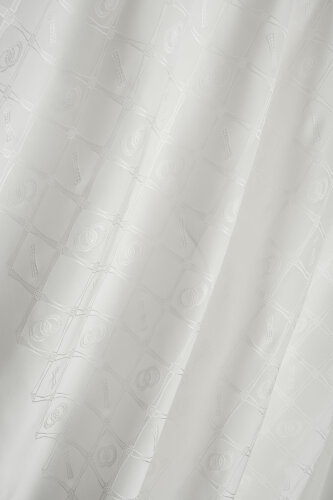 Oriental Chain Off-White Jacquard Silk Shawl - 2