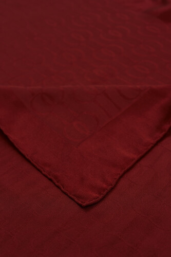 Oriental Chain Silk Cotton Shawl Burgundy - 3