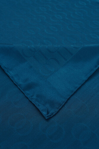 Oriental Chain Silk Cotton Shawl Navy - 3