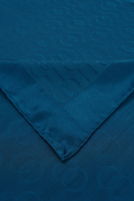 Oriental Chain Silk Cotton Shawl Navy - 3