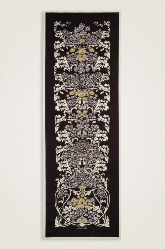 Oriental Flower Black Floss Cotton Shawl 