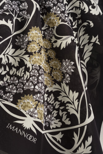 Oriental Flower Black Floss Cotton Shawl - 2