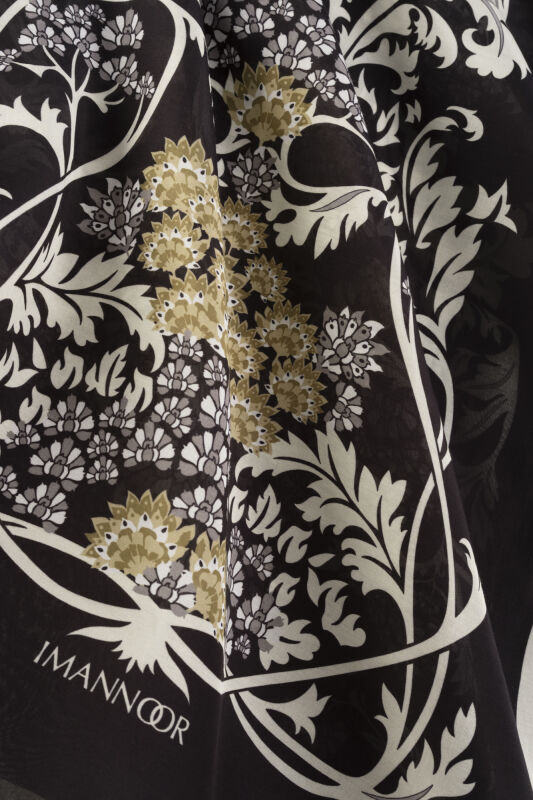 Oriental Flower Black Floss Cotton Shawl - 2