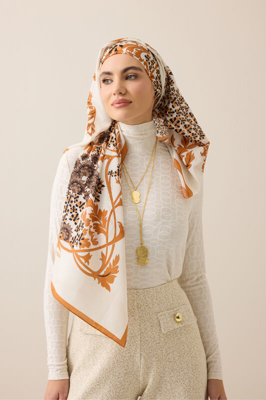 Oriental Flower Earth Floss Cotton Shawl - 4