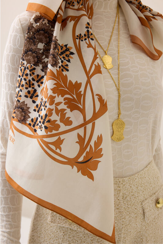 Oriental Flower Earth Floss Cotton Shawl - 3