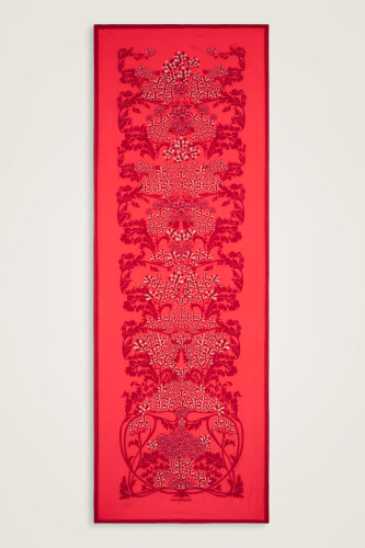 Oriental Flower Fuchsia Floss Cotton Shawl 