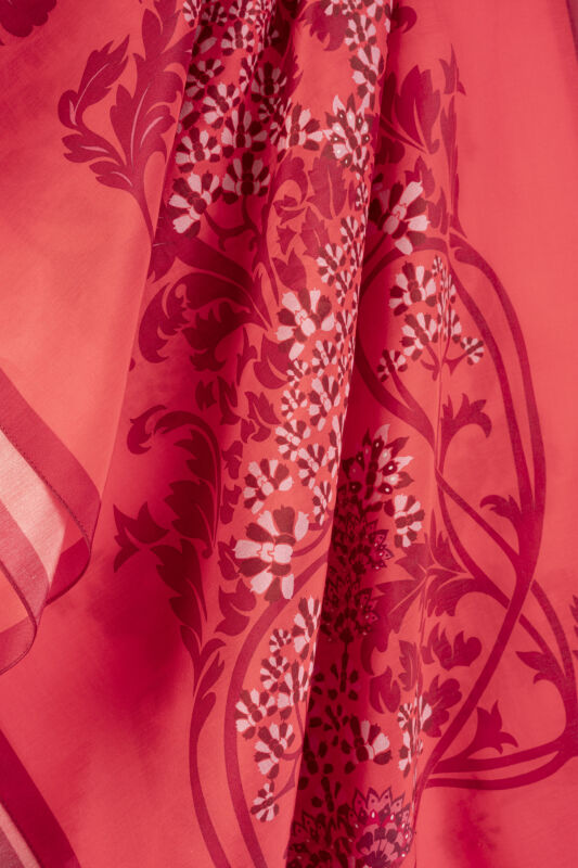 Oriental Flower Fuchsia Floss Cotton Shawl - 2