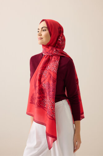 Oriental Flower Fuchsia Floss Cotton Shawl 