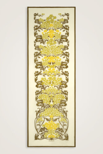 Oriental Flower Olive Green Floss Cotton Shawl 