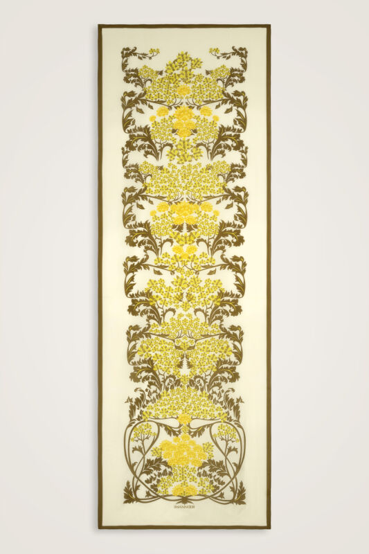 Oriental Flower Olive Green Floss Cotton Shawl - 1